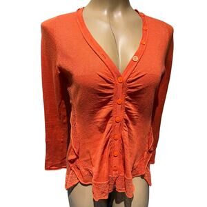 Anthropologie- Rosie Netra Vintage Orange Cardigan Top - Large - Adorable